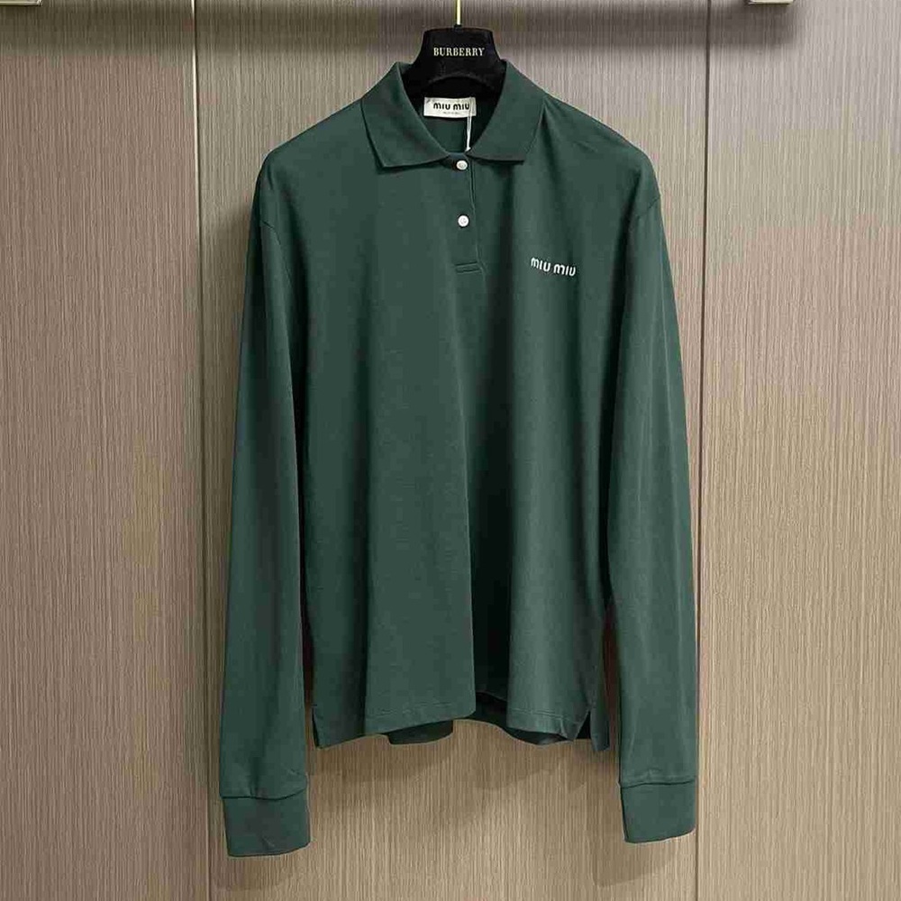 Miu Miu Forest Green Long Sleeve Top